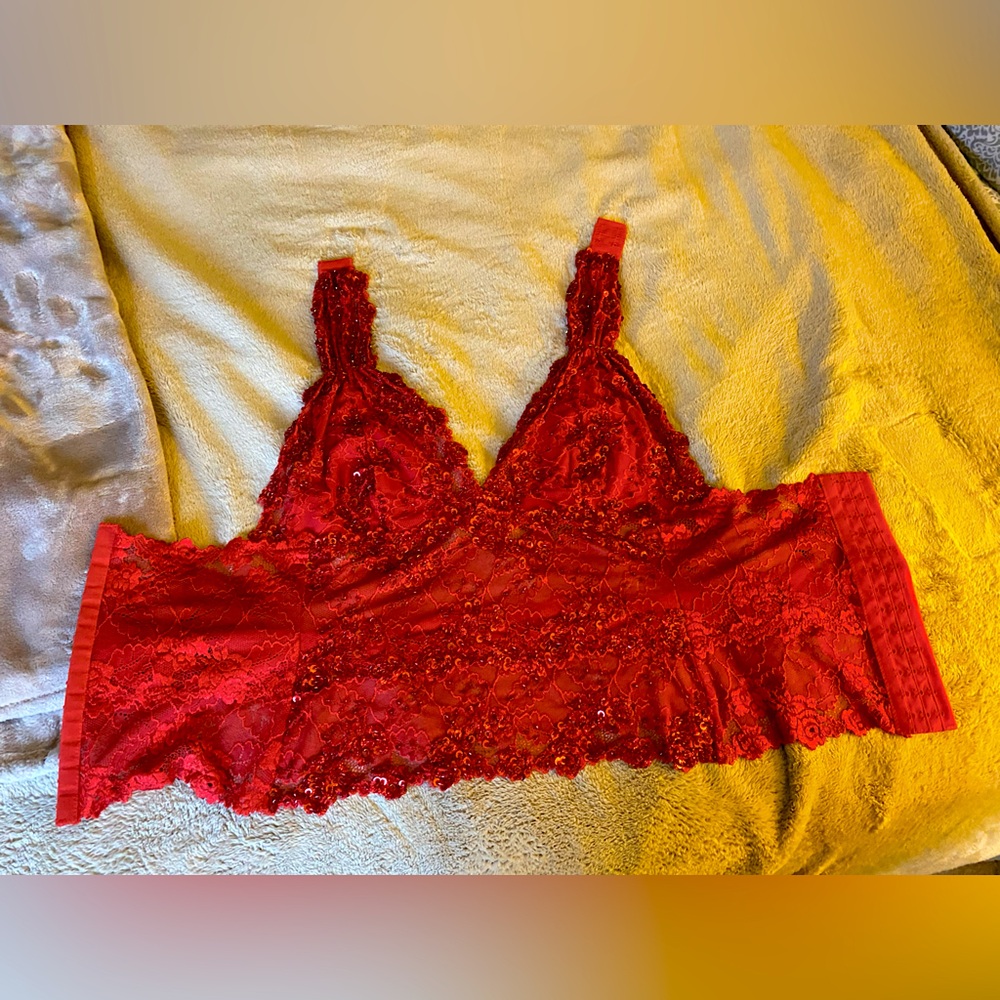 ♥️ Seductive Red Top Embedded with Sequin Sparkles and Red Beads 😍